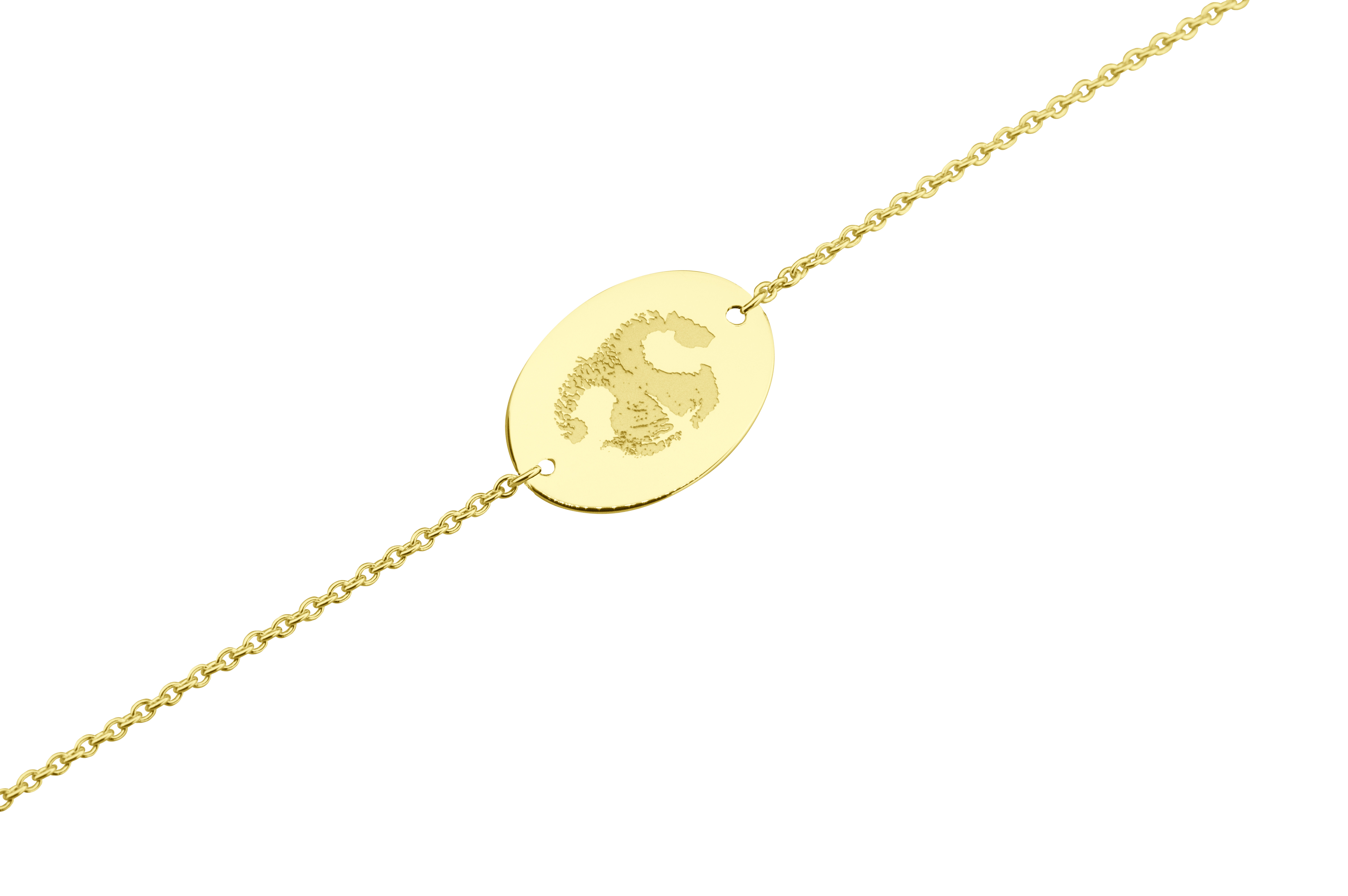 【See You Jewelry】刻印ブレスレット オーバル 14カラット イエローゴールド BL032Y14
