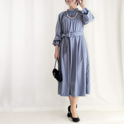 選べるサイズと丈、簡単お手入れ　細見えフォーマルワンピース（青藤色）卒園・卒業・入園・入学・披露宴 10枚目の画像