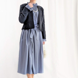 選べるサイズと丈、簡単お手入れ　細見えフォーマルワンピース（青藤色）卒園・卒業・入園・入学・披露宴 12枚目の画像