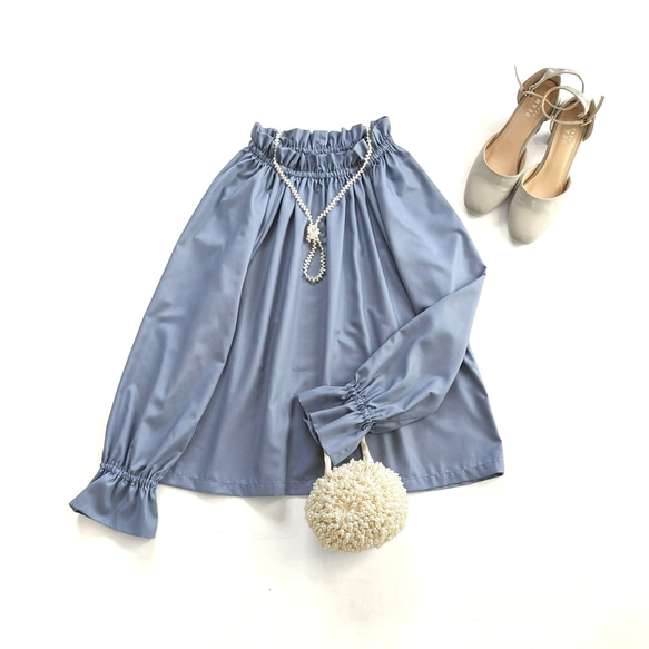 選べるサイズと丈、簡単お手入れ　細見えフォーマルワンピース（青藤色）卒園・卒業・入園・入学・披露宴 19枚目の画像