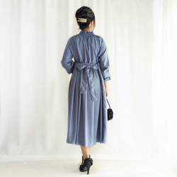 選べるサイズと丈、簡単お手入れ　細見えフォーマルワンピース（青藤色）卒園・卒業・入園・入学・披露宴 5枚目の画像