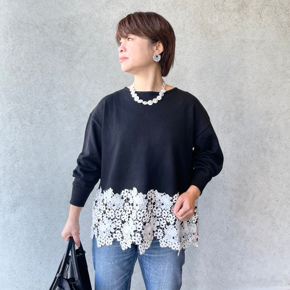 小柄S□春まで活躍♡ゆったり着痩せ♡360度大人お可愛いレース