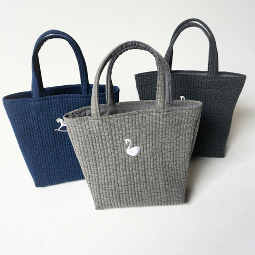 選べる刺繍2種】洗えるヌビのデイリートート｜木馬・スワン トート