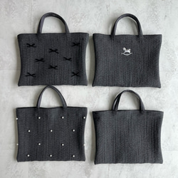 ヌビバッグ パール 木馬刺繍 リボン 付き 習い事やマザーズバッグに