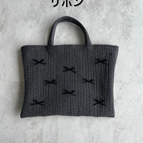 ヌビバッグ パール 木馬刺繍 リボン 付き 習い事やマザーズ