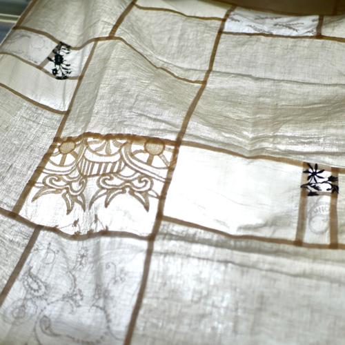 永遠の布 青い刺繍 大判ポジャギ 105×185cm カーテン MMM MADE 通販