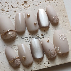 ネイルチップ オフィス/大人/ニュアンス/ベージュ/ぷっくり