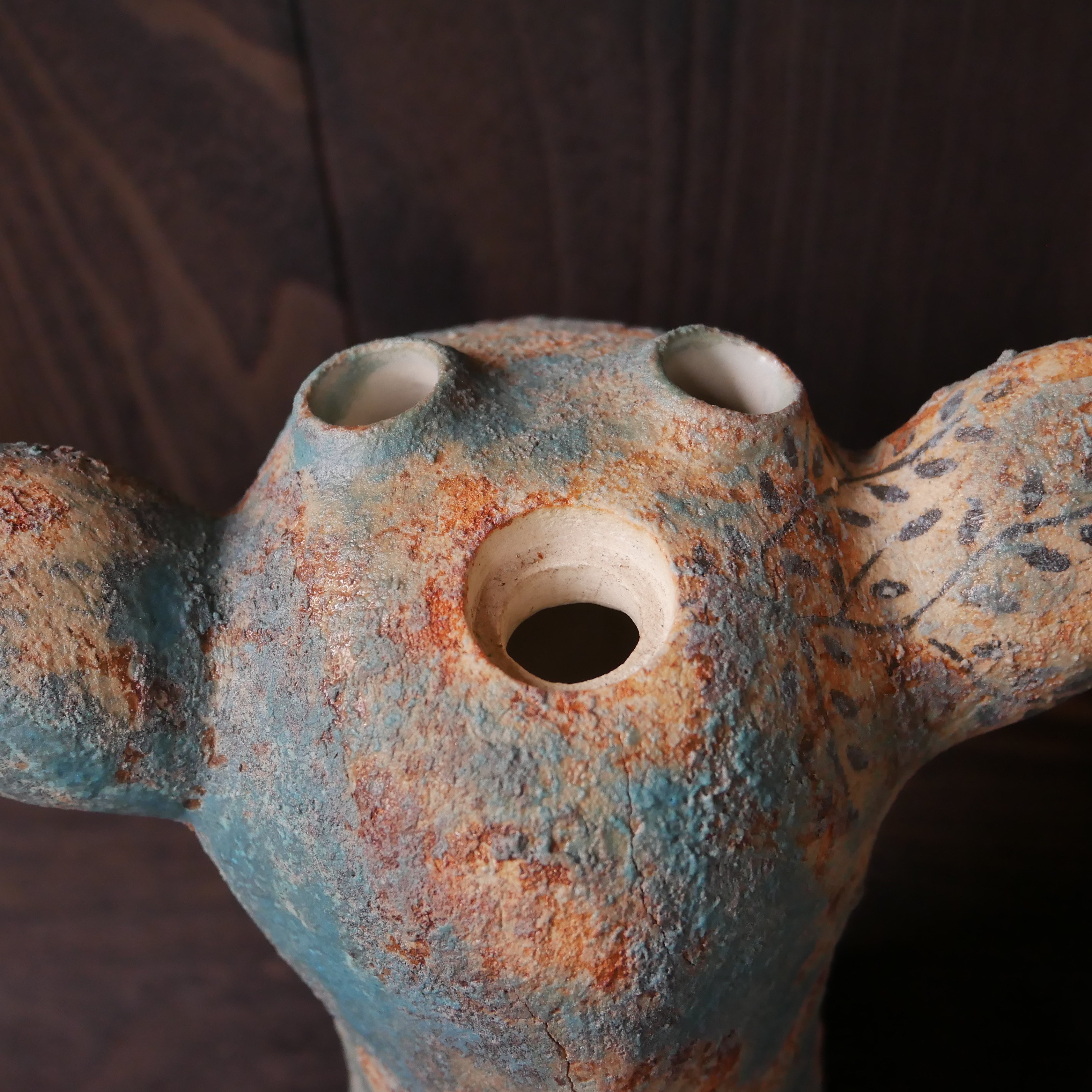 青色の鹿花瓶 no.1