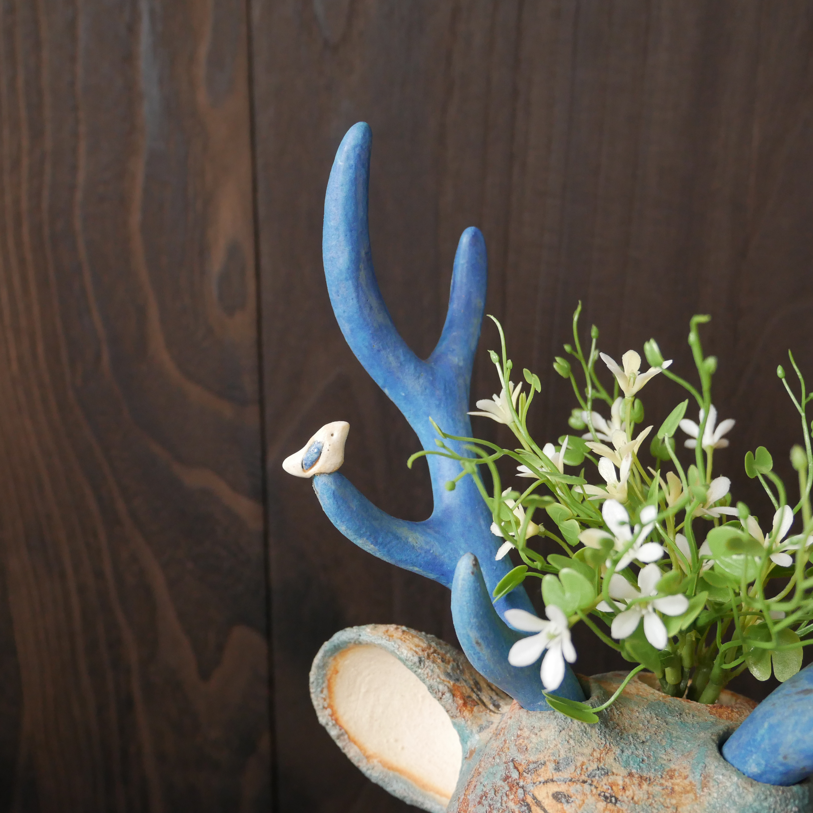 青色の鹿花瓶 no.1