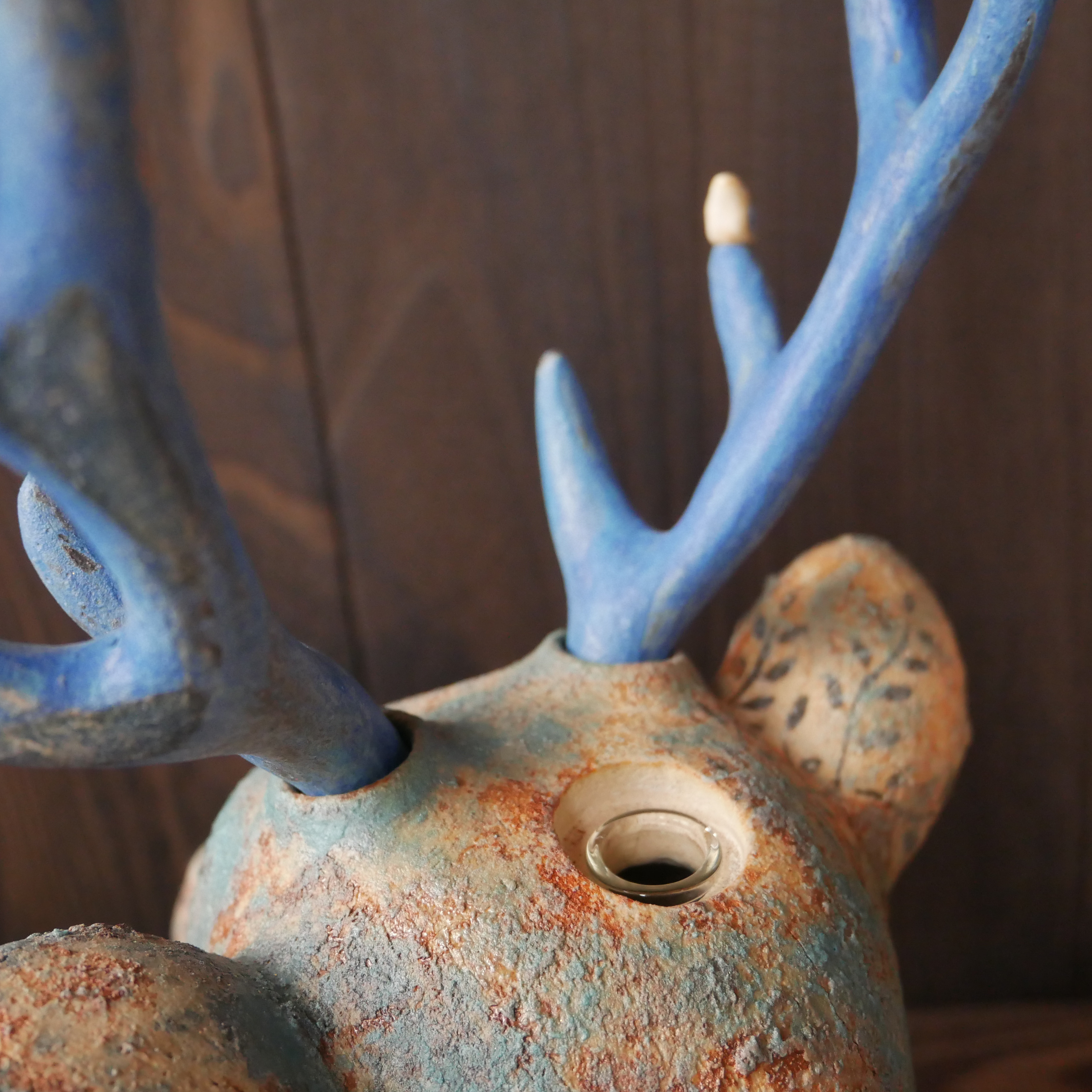 青色の鹿花瓶 no.1