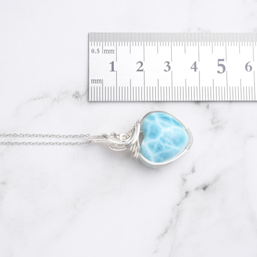 ラリマー ペンダントトップ ワイヤーラッピング ネックレス