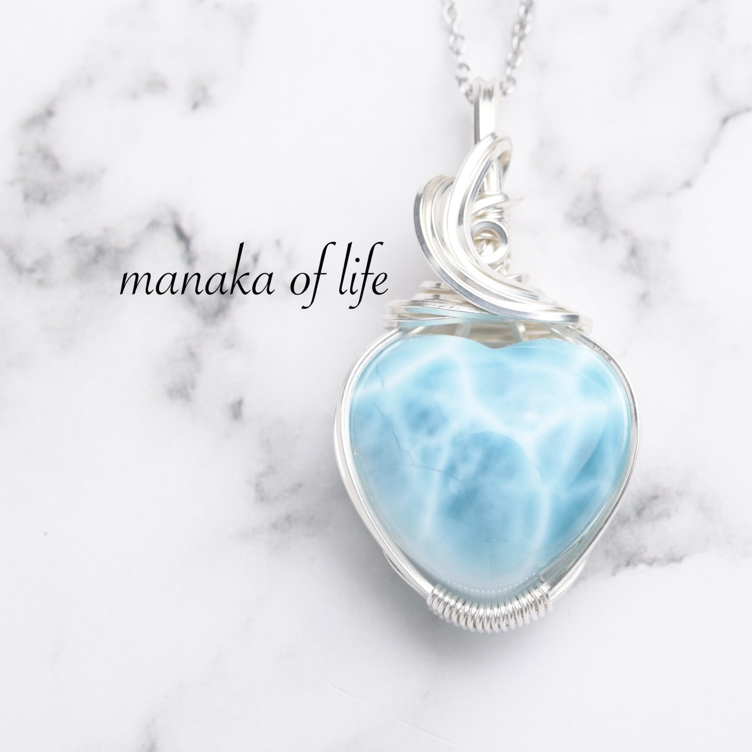 ラリマー ワイヤーラッピングネックレス ワイヤーラッピングネックレス ラリマー