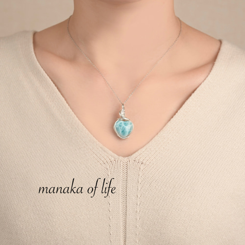 ラリマー ペンダントトップ ワイヤーラッピング ネックレス silver935