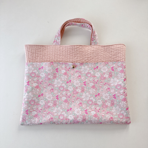 ヌビ レッスンバッグ ピンクベージュ×リバティ ベッツィピンクドリーム