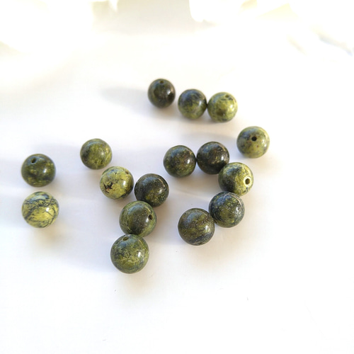 6mm 8個 サーペンティン 蛇紋石 天然石 丸玉 ラウンド 天然石 GemStone