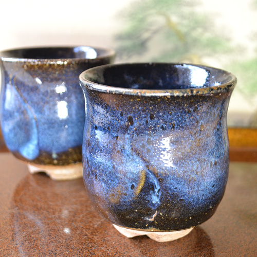 新着！】夫婦湯呑み(コスモブルー)明星 湯呑ペア 湯呑み茶碗 ギフト