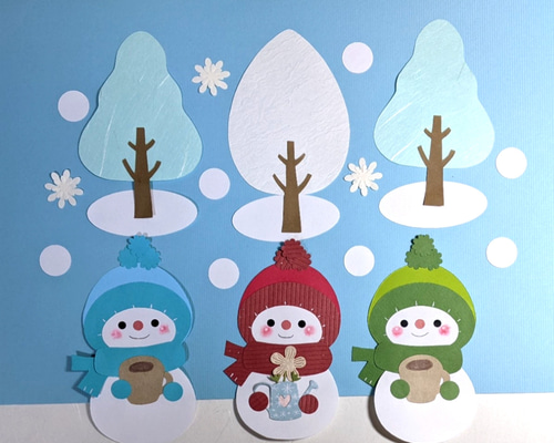 壁面飾り 冬 雪だるま3兄弟 ♫ ② 12月1月2月 雑貨・その他 ナムナム