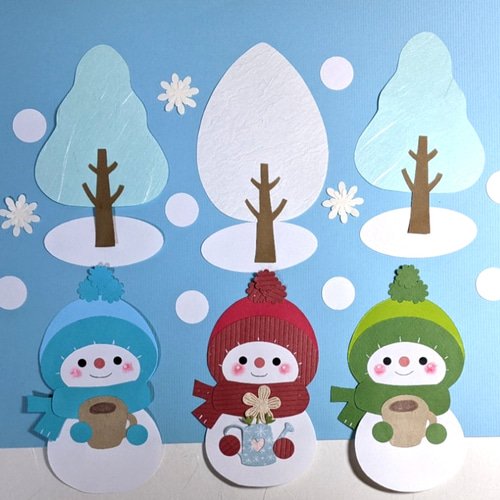 壁面 冬 12月 「あったかいマフラー作り♡」 壁面飾り 冬 雪だるま3