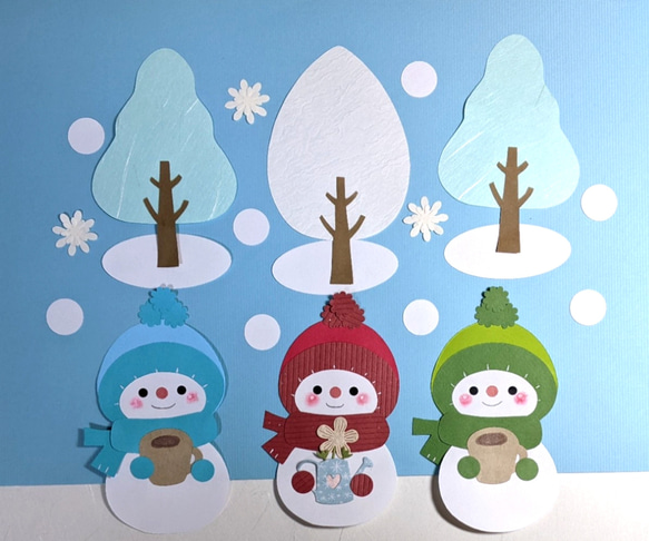 壁面飾り　 雪だるまさん 壁面飾り 冬 雪だるま3兄弟 ♫ ② 12月1月2月 雑貨・その他 ナムナム