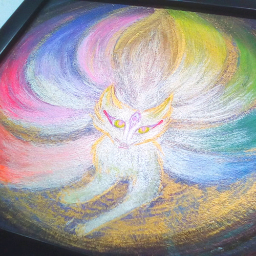 風水開運絵画　九色九尾狐 きつね スピリチュアル　光狐　大願成就　正財金運　稲荷 風水絵画 九色九尾狐 きつね 光狐 大願成就 正財 稲荷 平和 繁栄