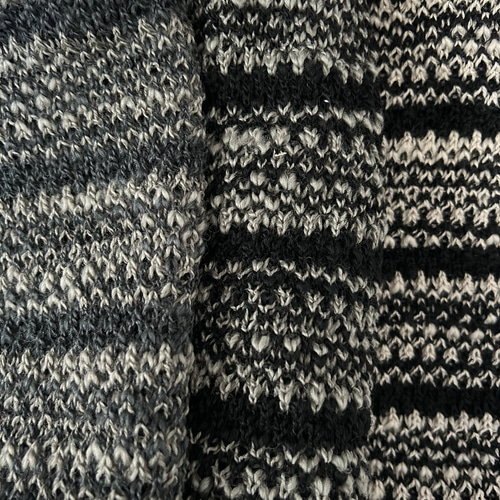 大人黒グレーボーダー毛糸編みニットショートスヌード スヌード Kym