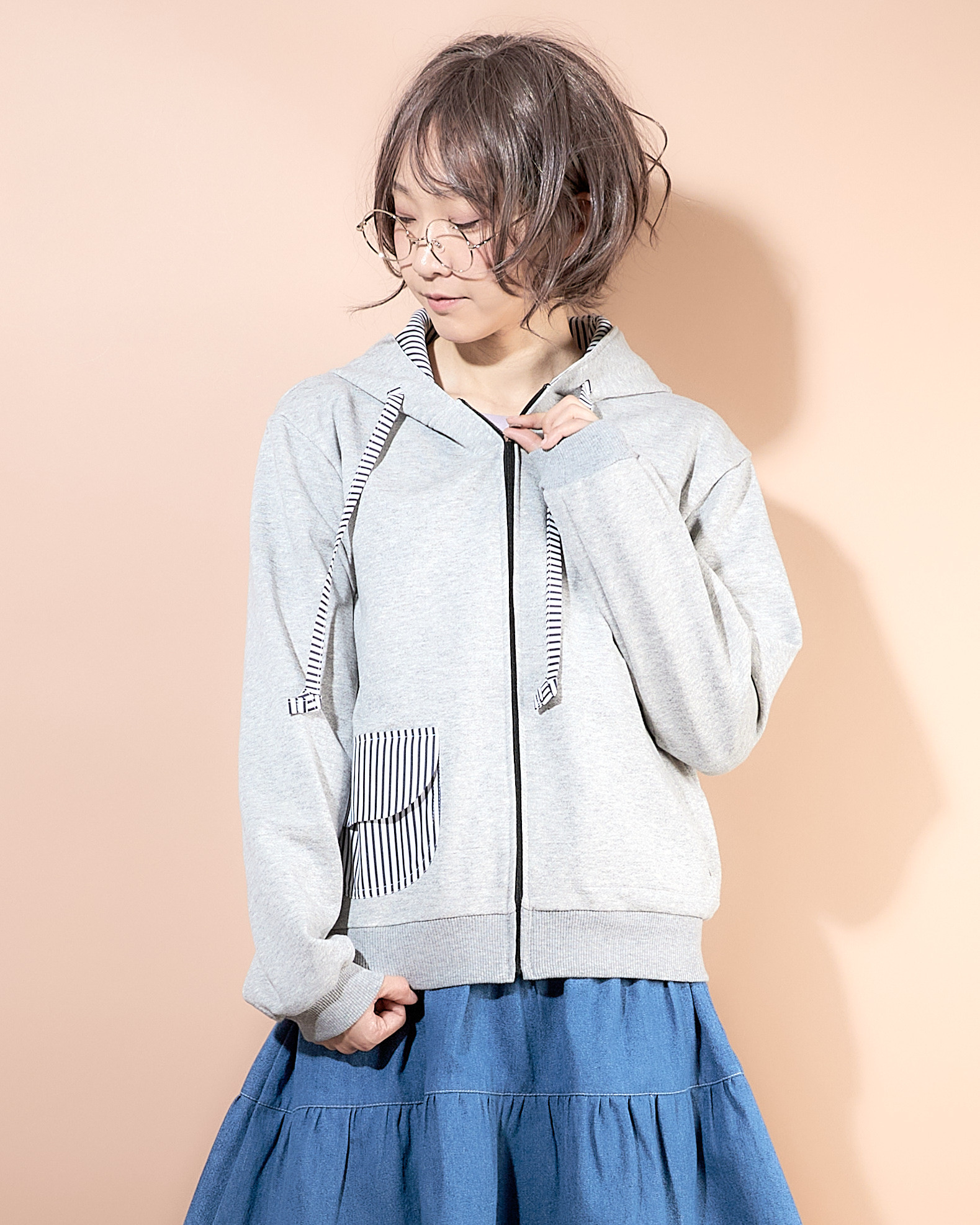 ショートバランスパーカー♡グレー