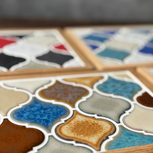 アンティークコラベルタイルトレー 安らぎカラー 名前刻印タイル入り