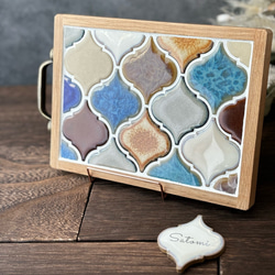 アンティークコラベルタイルトレー 安らぎカラー 名前刻印タイル入り