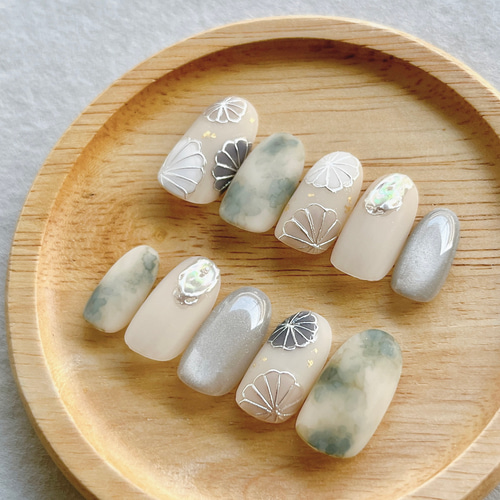 ネイルチップ ニュアンス卒業式成人式 前撮り 振袖 袴 着物 和柄 韓国ワンホン ネイルチップ ニュアンス卒業式成人式 前撮り 振袖 袴 着物 和柄