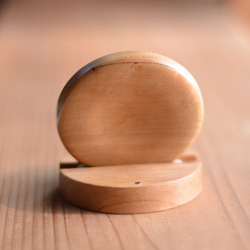 名入れ可/天然木のコンパクトミラーΦ68/手鏡/ブラックチェリー/木工