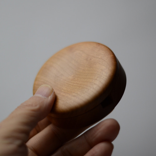 名入れ可/天然木のコンパクトミラーΦ68/手鏡/ブラックチェリー/木工