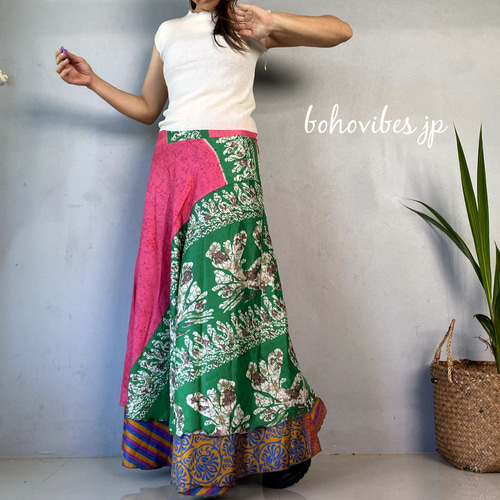 オールドサリー シルク リメイク 巻きスカート ロング丈 35 ロング