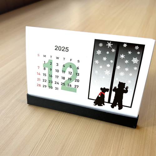 犬の卓上カレンダー2025年 ワイヤーフォックステリア イラスト 千繪