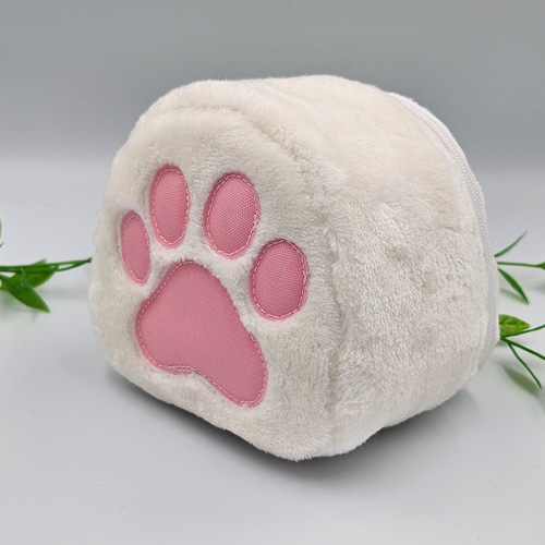 もふもふ おにぎりポーチ 保温保冷 白猫 肉球 しろねこ にくきゅう