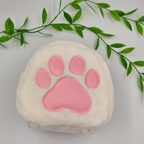 もふもふ おにぎりポーチ 保温保冷 白猫 肉球 しろねこ にくきゅう