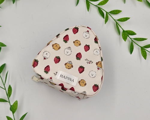 【専用】No.G163 おにぎりポーチ りぼん 保冷 保温 ハンドメイド いちご おにぎりポーチ 保温保冷 2個用 犬 トイプ いちご 生クリーム