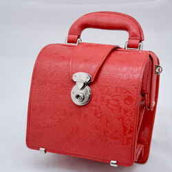 ペイズリーミニダレスバッグ(20cm) [赤色] [シルバー金具]2way