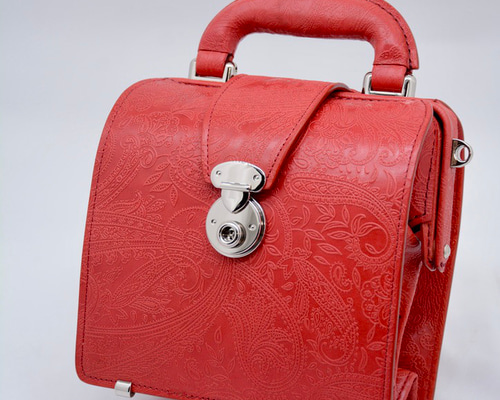 ペイズリーミニダレスバッグ(20cm) [赤色] [シルバー金具]2way
