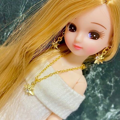 リカちゃんストーン付きスターピアス その他人形 kiki202402