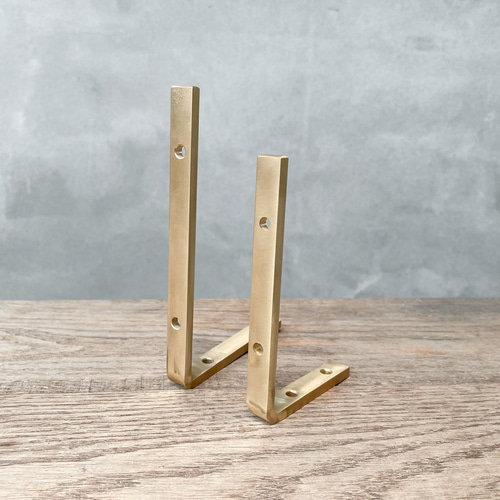 送料無料／[L Bracket [Brass] (棚板セット品)]真鍮棚受け 棚板 L字