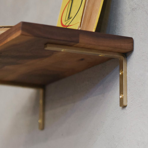 送料無料／[L Bracket [Brass] (棚板セット品)]真鍮棚受け 棚板 L字