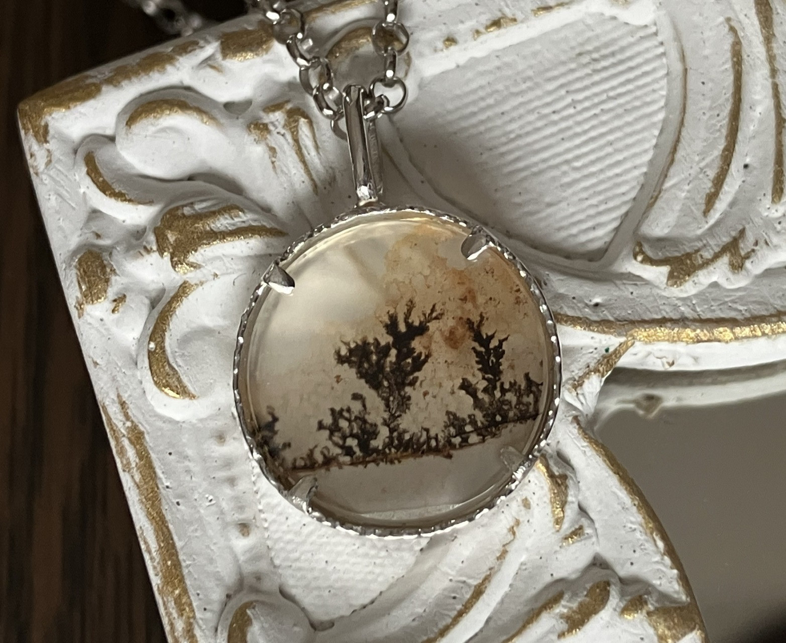 【送料無料】デンドリティックアゲート・リバーシブルペンダント（silver925/ｋ10） 13,651円