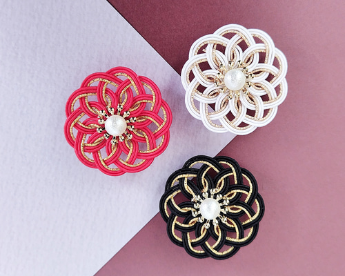 【sold out】帯留め　三分紐　帯紐　着物　和装小物　手作り　刺繍 da6267e120f2a1d2603add3e26529a