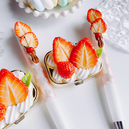 春苺のチョコホイップボールペン フェイクスイーツ スイーツデコ ペン