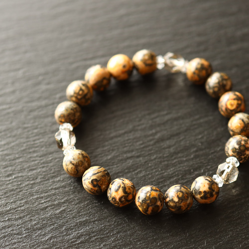 独創的なヒョウ柄☆…☆レオパードスキンジャスパー：10ミリ