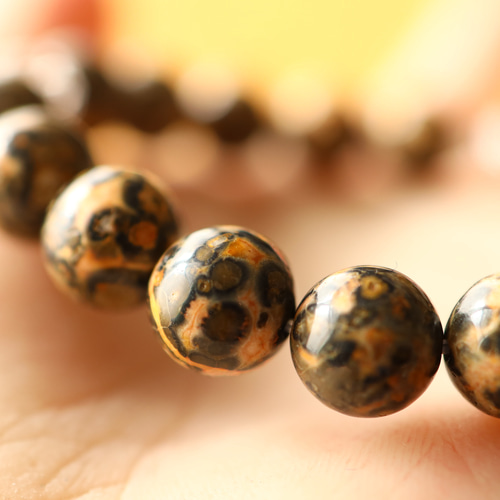 独創的なヒョウ柄☆…☆レオパードスキンジャスパー：10ミリ