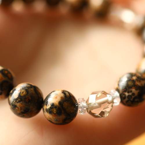 独創的なヒョウ柄☆…☆レオパードスキンジャスパー：10ミリ