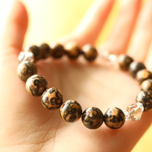 独創的なヒョウ柄☆…☆レオパードスキンジャスパー：10ミリ