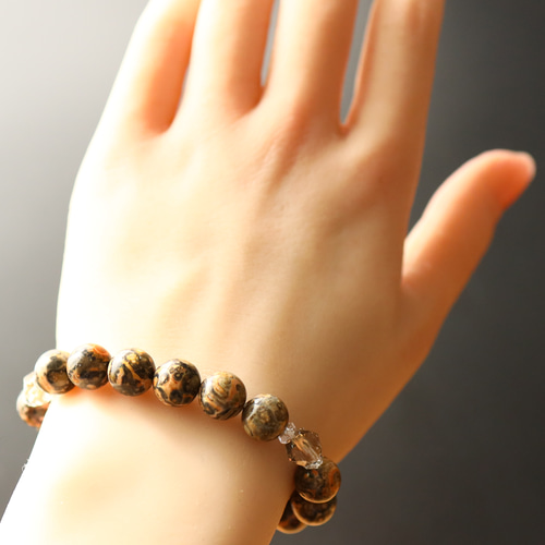 独創的なヒョウ柄☆…☆レオパードスキンジャスパー：10ミリ