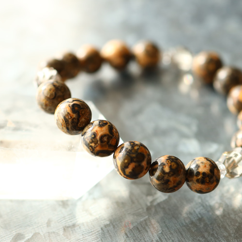 独創的なヒョウ柄☆…☆レオパードスキンジャスパー：10ミリ